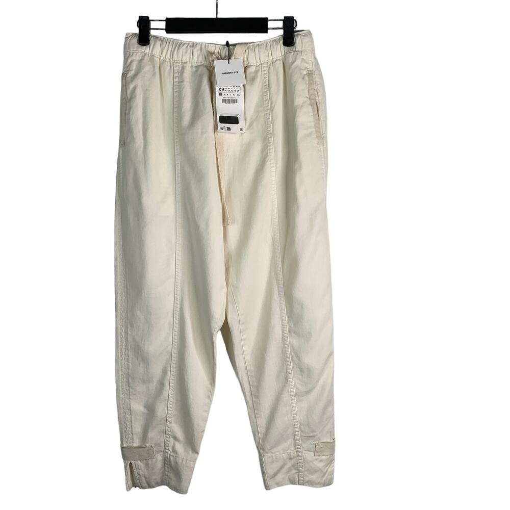 ZARA Size XS Cream Drawstring Tapered Balloon Trousers Barrel New High-Waist